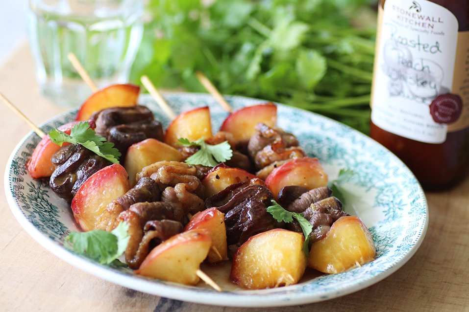 Brochettes de magret aux pêches