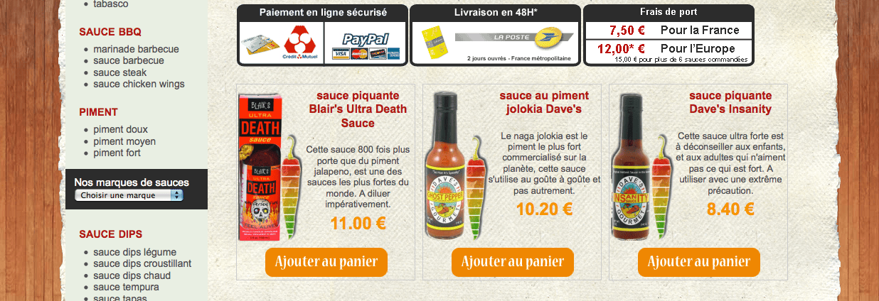 Présentation des produits