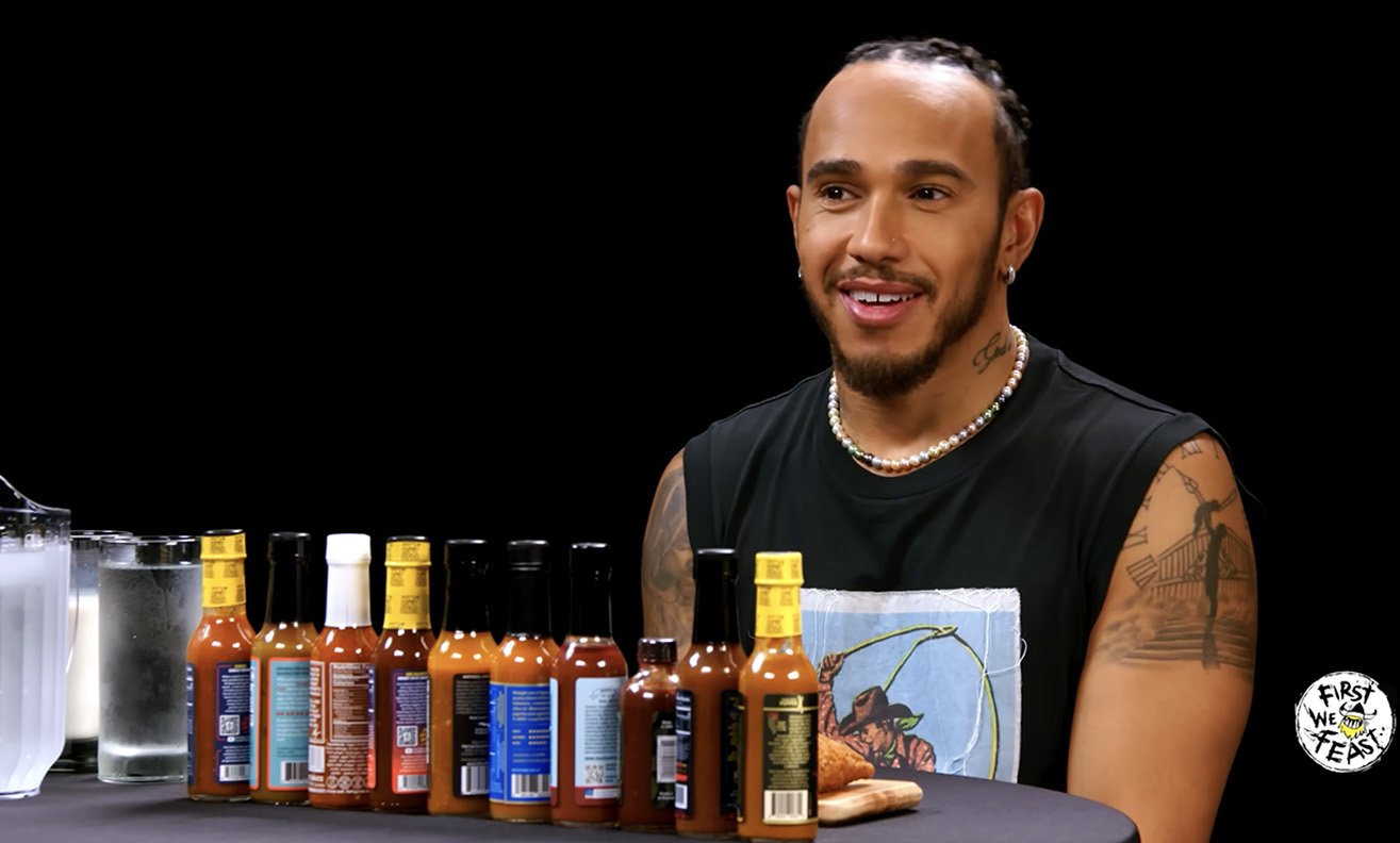 Lewis Hamilton is a force of nature and proves it in Hot Ones season 24