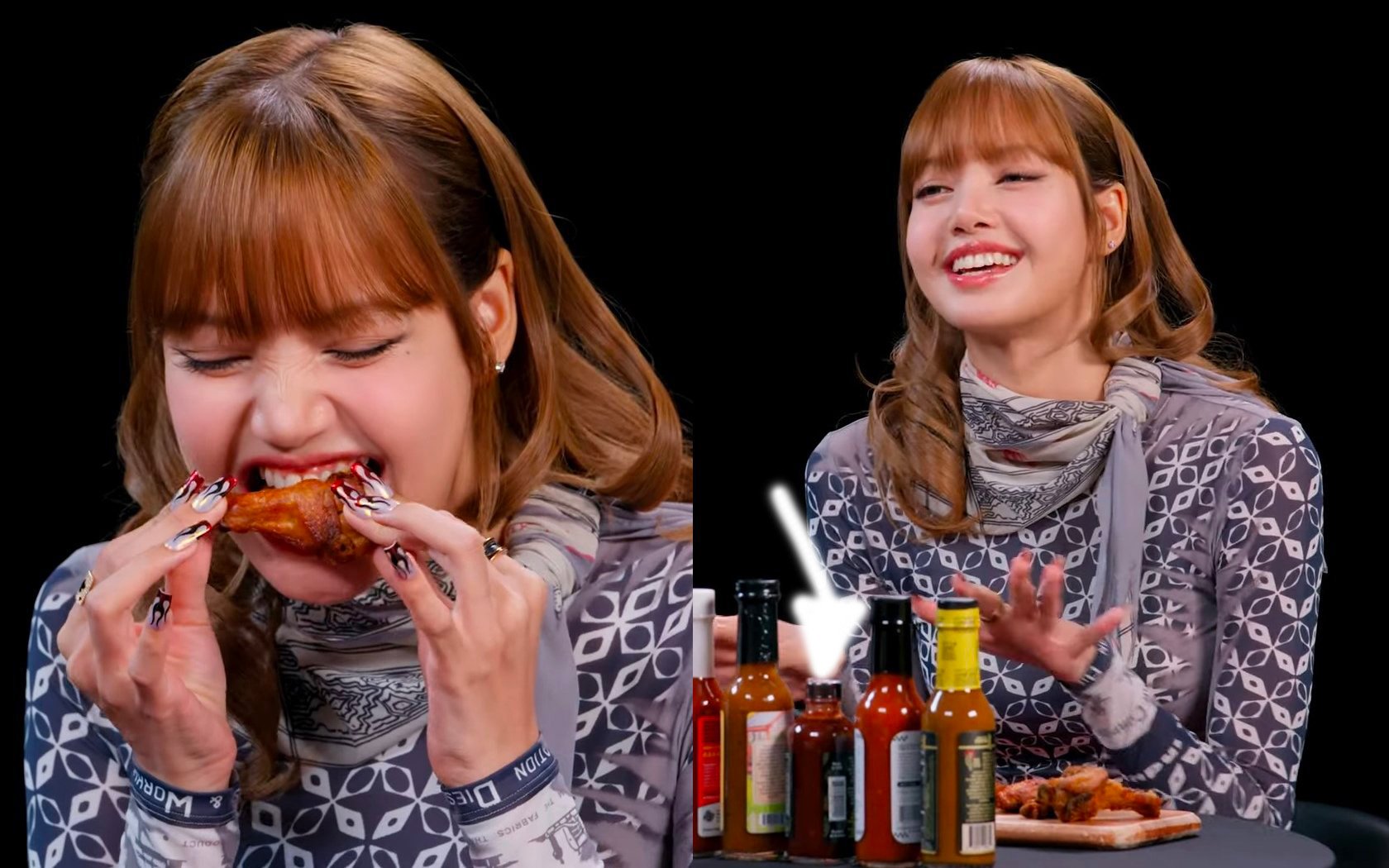 Lisa des Blackpink est passée dans l'émission Hot Ones et a eu les larmes aux yeux malgré son grand sourire !